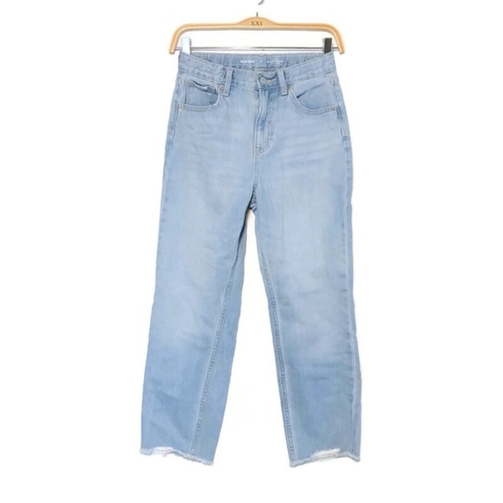 Old Navy High Rise Slouchy Straight Light Wash Distressed Jeans Girl’s size 12